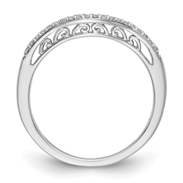 14K White Gold Contoured Wedding Band with 1/15 Carat Diamond