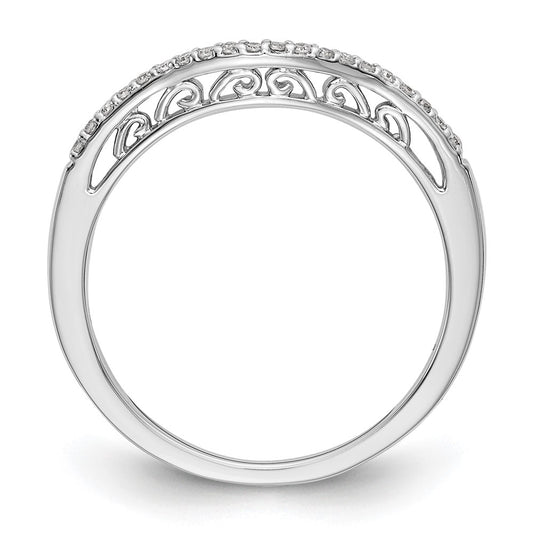 Buy Stylish 14K White Gold Contoured Wedding Band with 1/15 Carat Diamond