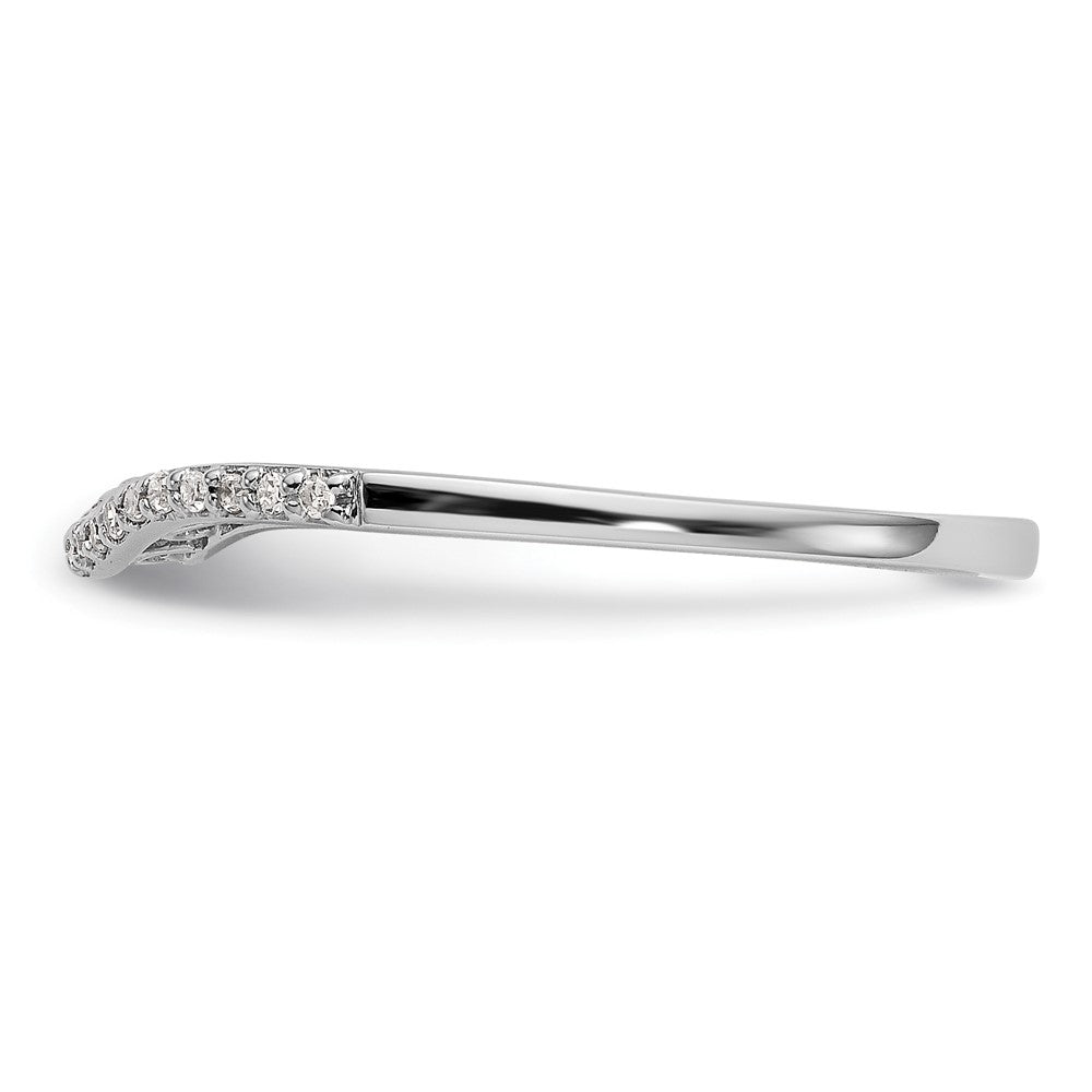 Buy Stylish 14K White Gold Contoured Wedding Band with 1/15 Carat Diamond