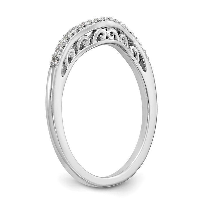 Buy Stylish 14K White Gold Contoured Wedding Band with 1/15 Carat Diamond-6