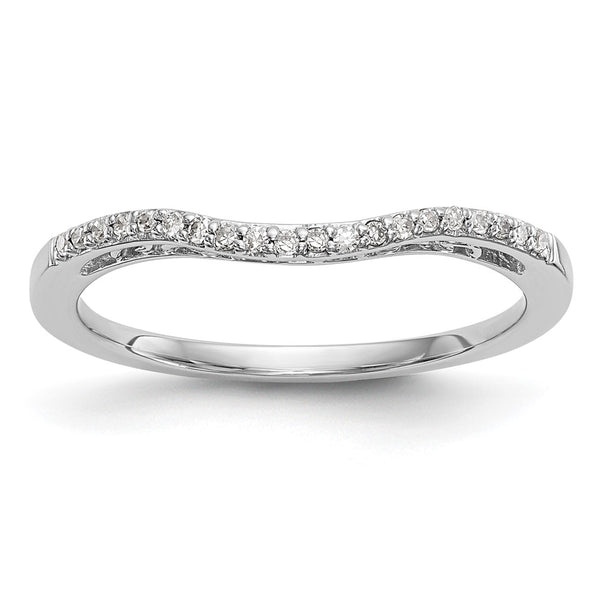 14K White Gold Contoured Wedding Band with 1/15 Carat Diamond