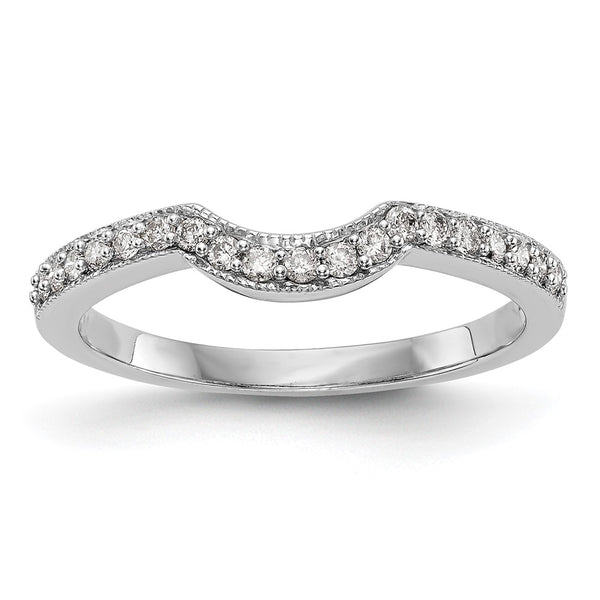 14K White Gold Contoured Wedding Band - 1/5 Carat Diamond - Style GR1-1035543