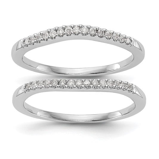 Designer 14K White Gold Wedding Band Set with 1/5 Carat Diamonds - Stylish Value Pair
