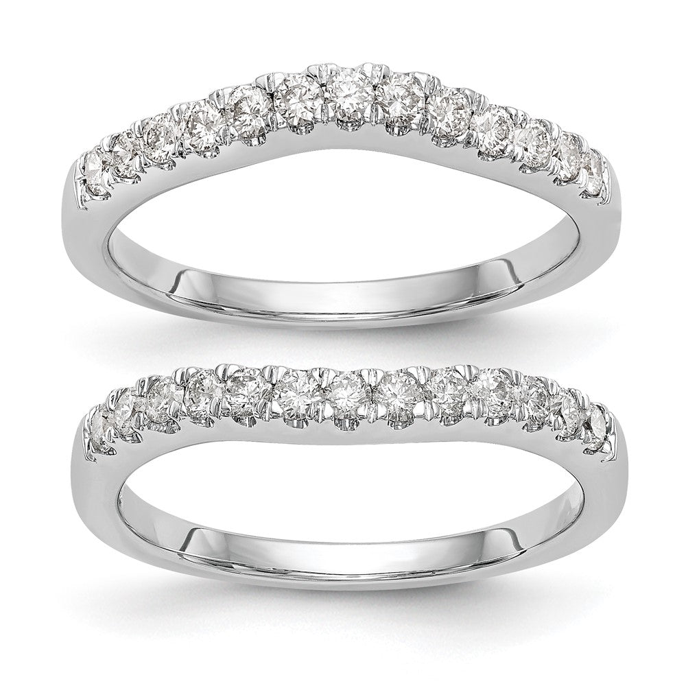 High-quality 14K White Gold Wedding Band Set with 5/8 Carat Diamonds - Stylish Pair of 2