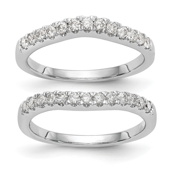 14K White Gold Wedding Band Set with 5/8 Carat Diamonds - Pair 2