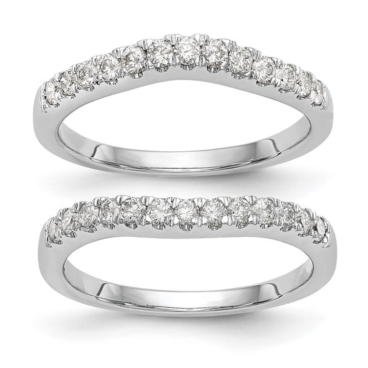 High-quality 14K White Gold Wedding Band Set with 5/8 Carat Diamonds - Stylish Pair of 2