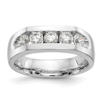 Buy 14K White Gold Open Channel Band - Stylish 5-Stone Setting (3.4mm)