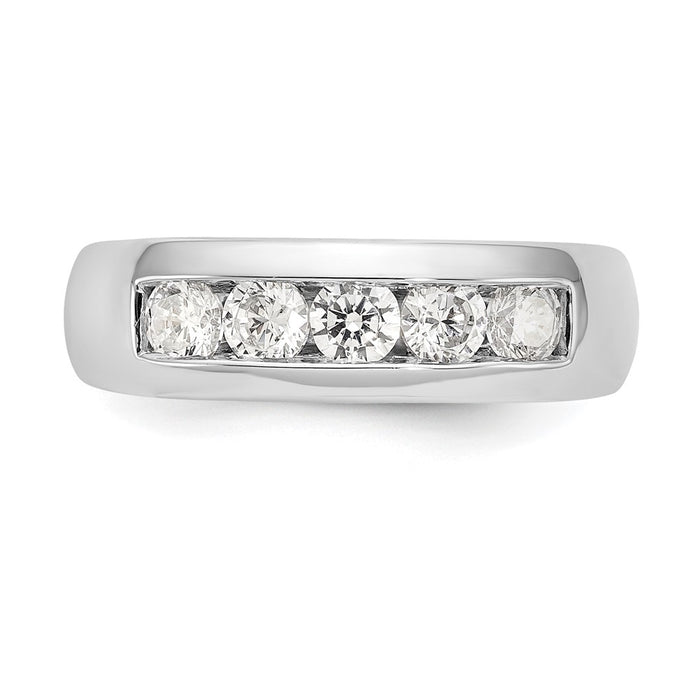High-Quality 14K White Gold 5-Stone Round Diamond Band - 3/4 Carat Luxury Value-4