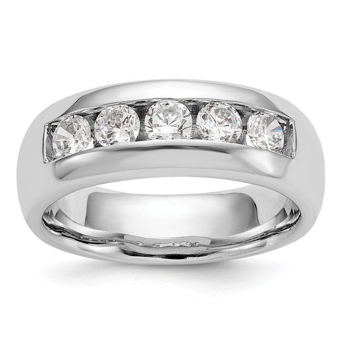 Buy Exclusive 14K White Gold 5-Stone Band for 3.7mm Round Stones-1