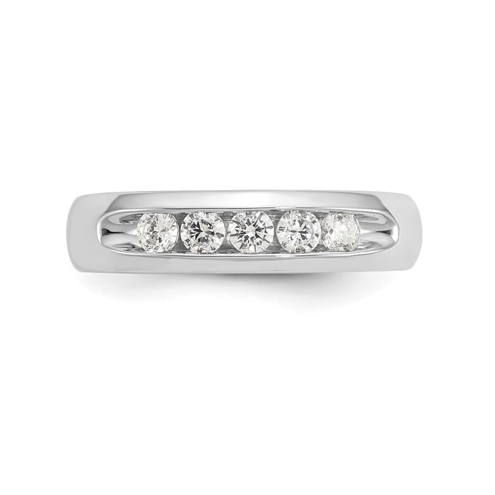 High-quality 14K White Gold 5-Stone Diamond Band - 3/8 Carat, Stylish Value-4