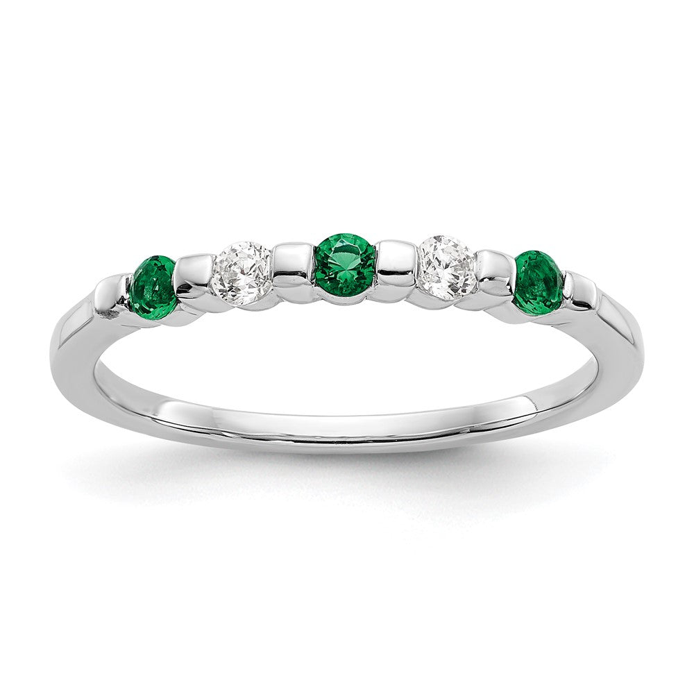 Order Exclusive 14K White Gold Diamond & Emerald Band | 1/10 Carat Luxury
