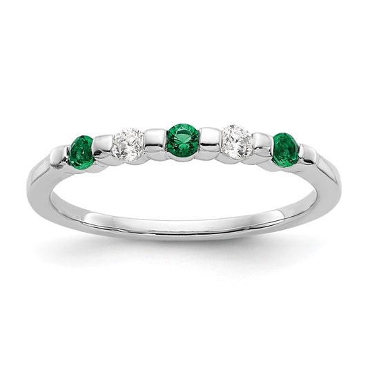 Order Exclusive 14K White Gold Diamond & Emerald Band | 1/10 Carat Luxury
