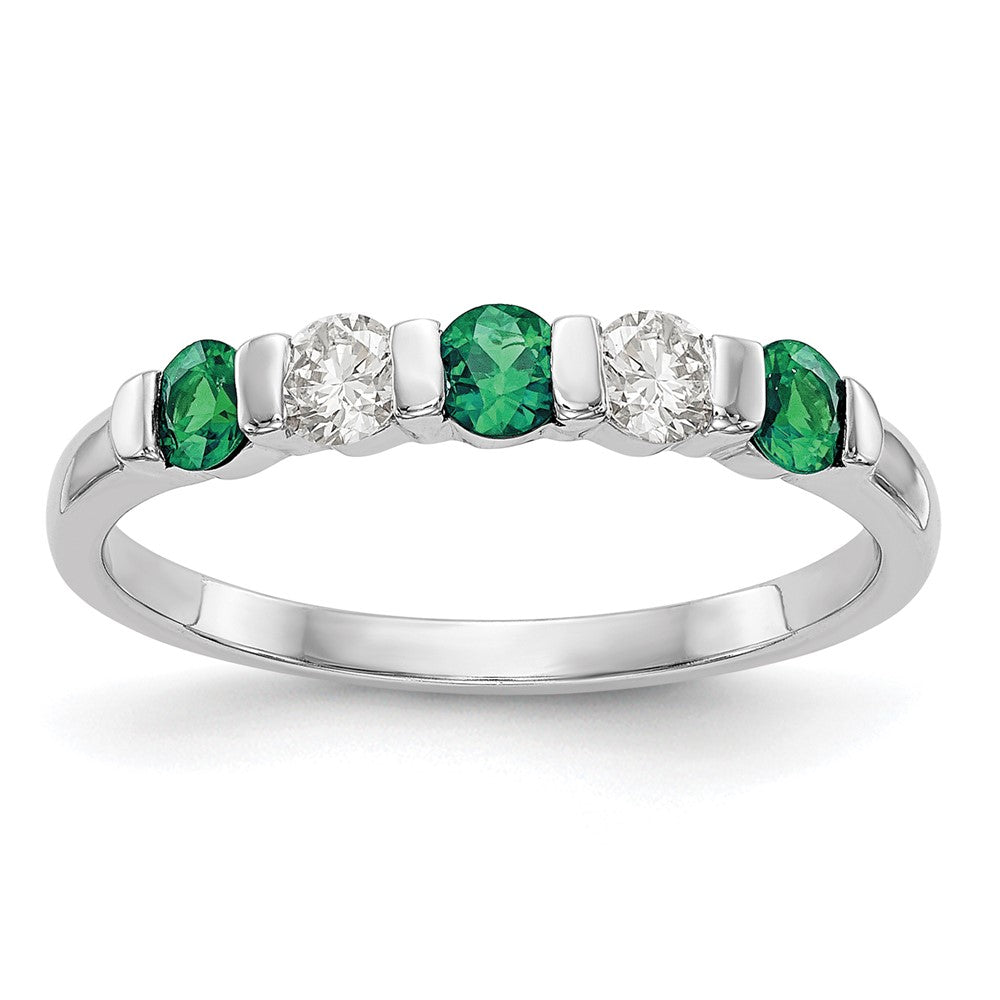 Shop Stylish 14K White Gold Diamond & Emerald Eternity Band, 1/5 Carat Total Weight
