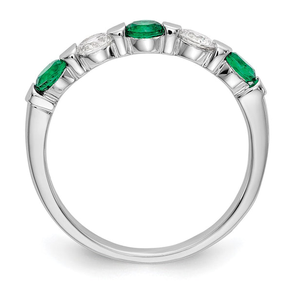 14K White Gold 1/3 Carat Diamond & Emerald Eternity Band