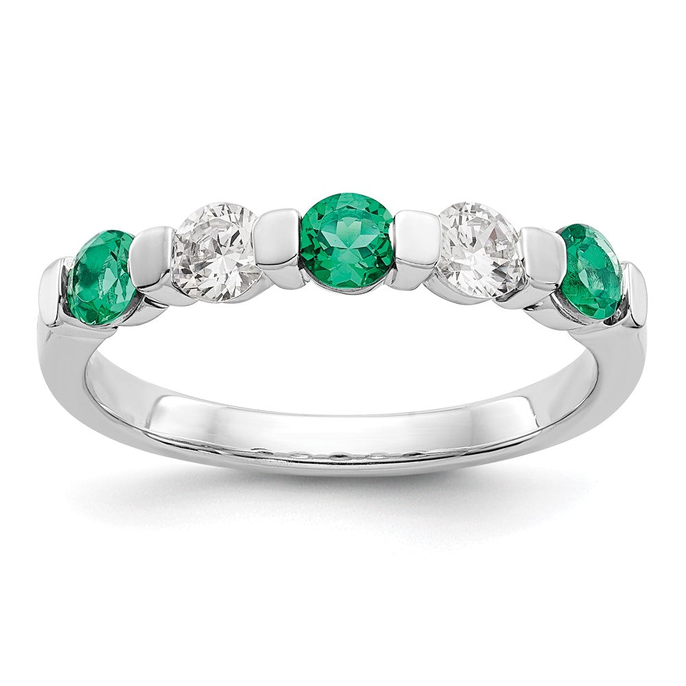 Buy Exclusive 14K White Gold 1/3 Carat Diamond & Emerald Eternity Band