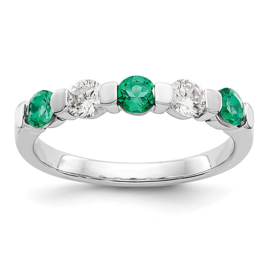 Buy Exclusive 14K White Gold 1/3 Carat Diamond & Emerald Eternity Band