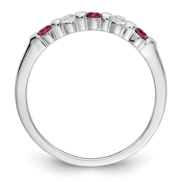 Shop Stylish 14K White Gold Diamond & Ruby Full Band Ring, 1/10 Carat Diamonds