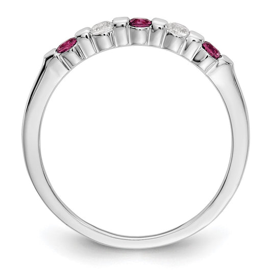 Shop Stylish 14K White Gold Diamond & Ruby Full Band Ring, 1/10 Carat Diamonds