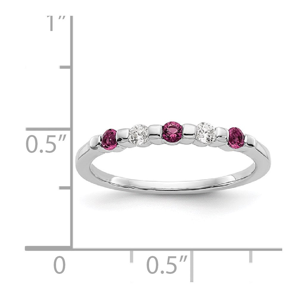Shop Stylish 14K White Gold Diamond & Ruby Full Band Ring, 1/10 Carat Diamonds