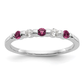 Shop Stylish 14K White Gold Diamond & Ruby Full Band Ring, 1/10 Carat Diamonds