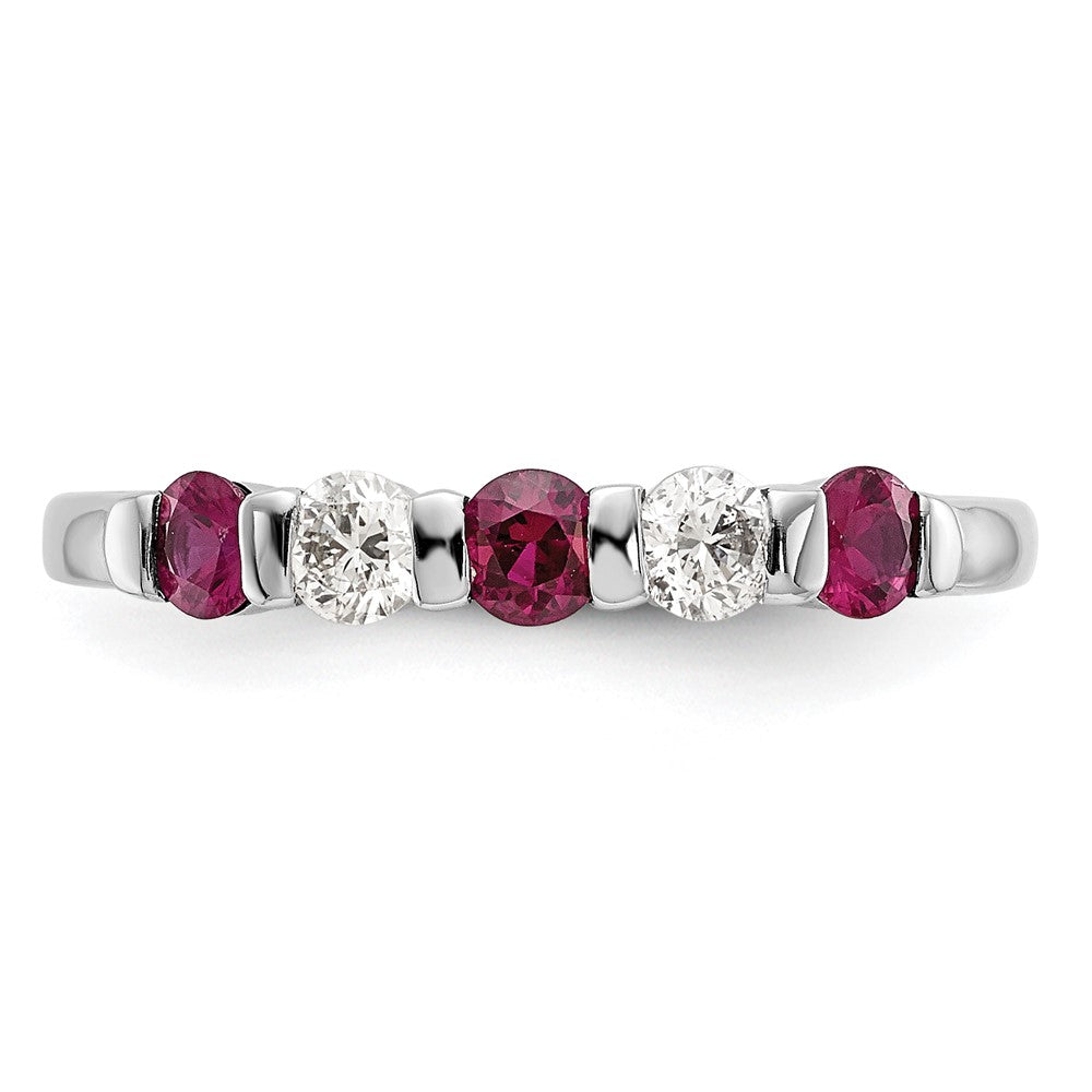 Buy Exclusive 14K White Gold Diamond & Ruby Band Ring, 1/5 Carat Value!