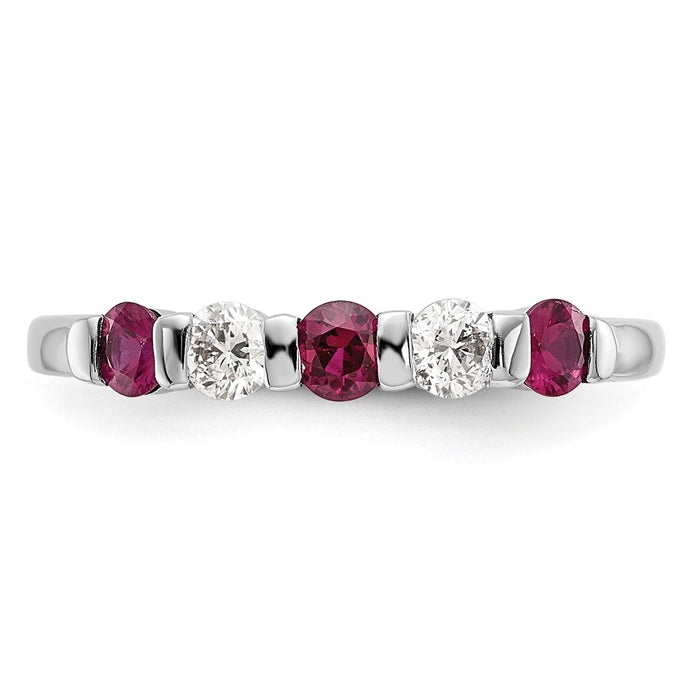 Buy Exclusive 14K White Gold Diamond & Ruby Band Ring, 1/5 Carat Value!-4