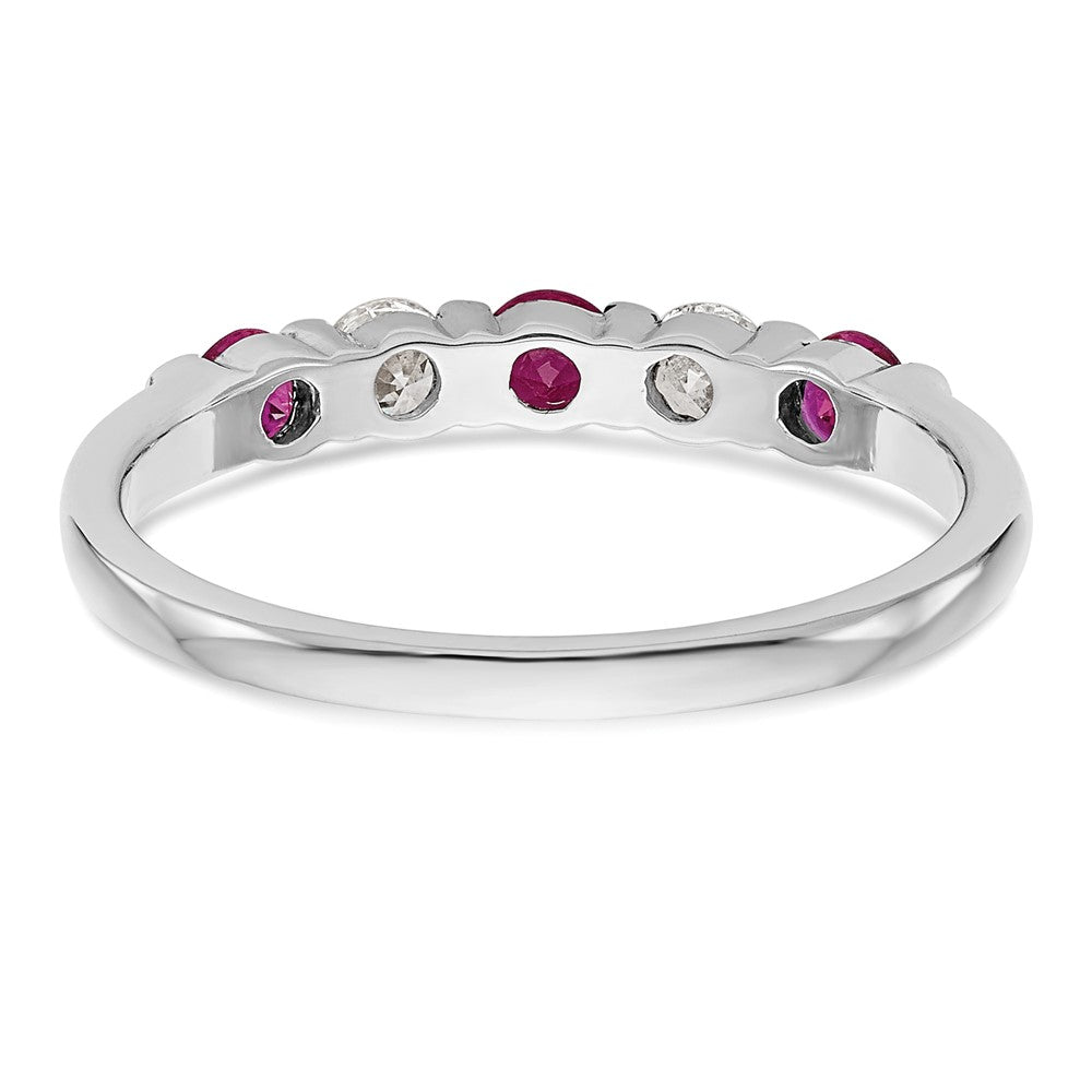 Buy Exclusive 14K White Gold Diamond & Ruby Band Ring, 1/5 Carat Value!