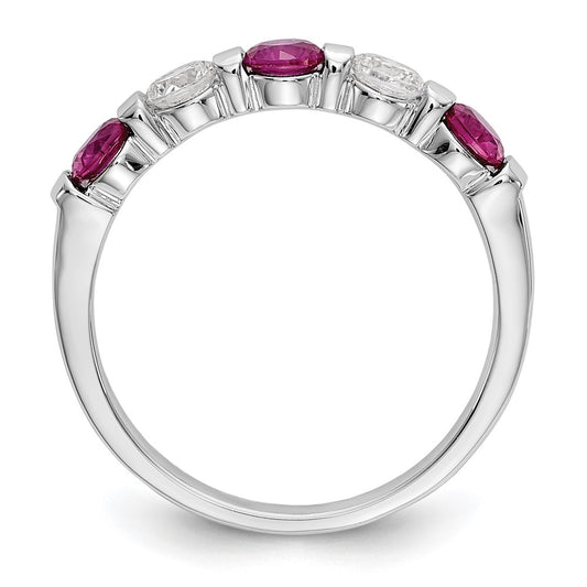 Buy Exclusive 14K White Gold Eternity Band with 1/3 Carat Diamond & Ruby - Affordable Luxury!