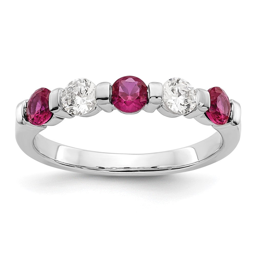 Buy Exclusive 14K White Gold Eternity Band with 1/3 Carat Diamond & Ruby - Affordable Luxury!