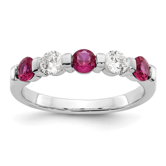 Buy Exclusive 14K White Gold Eternity Band with 1/3 Carat Diamond & Ruby - Affordable Luxury!