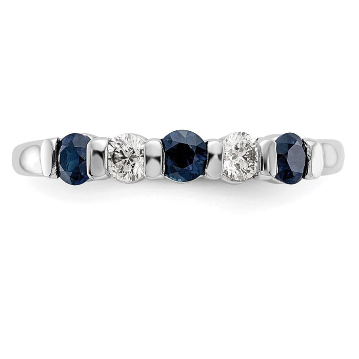 Exclusive 14K White Gold Eternity Band with 1/5 Carat Diamonds & Sapphires-4