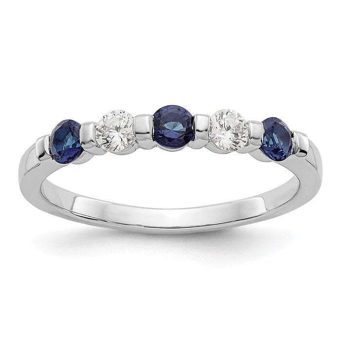 Exclusive 14K White Gold Eternity Band with 1/5 Carat Diamonds & Sapphires-1