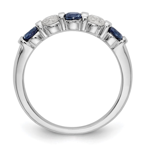 14K White Gold Eternity Band - 1/3 Carat Diamond Blue Sapphire