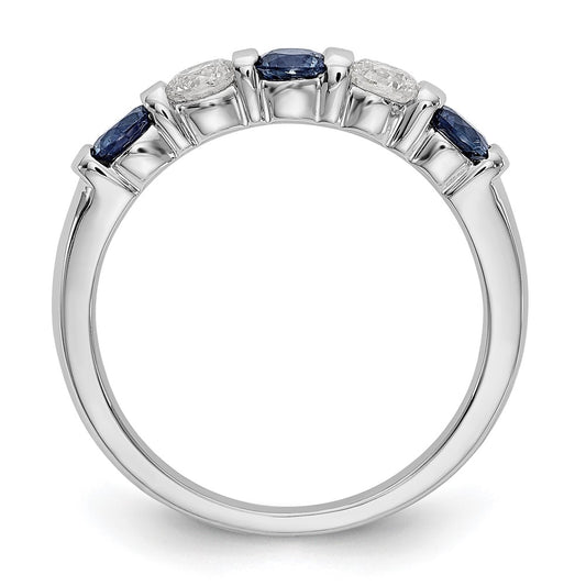 Shop Stylish 14K White Gold Eternity Band - 1/3 Carat Diamond & Blue Sapphire