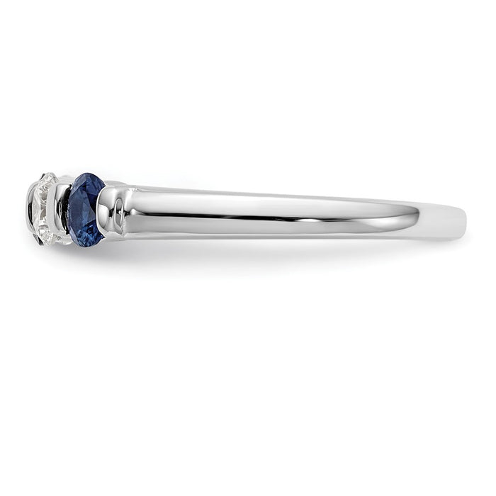 Shop Stylish 14K White Gold Eternity Band - 1/3 Carat Diamond & Blue Sapphire-3