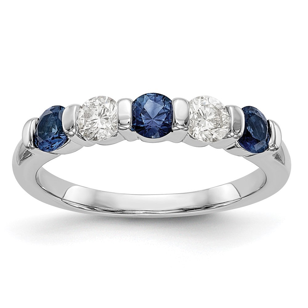 Shop Stylish 14K White Gold Eternity Band - 1/3 Carat Diamond & Blue Sapphire