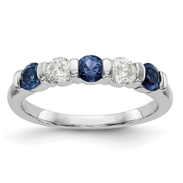 14K White Gold Eternity Band - 1/3 Carat Diamond Blue Sapphire