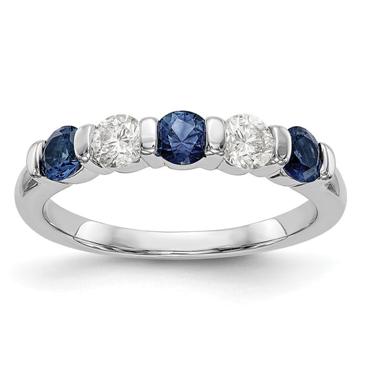 Shop Stylish 14K White Gold Eternity Band - 1/3 Carat Diamond & Blue Sapphire