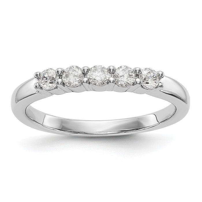 High-Quality 14K White Gold 5-Stone Diamond Band - 1/3 Carat, Stylish Value!-1