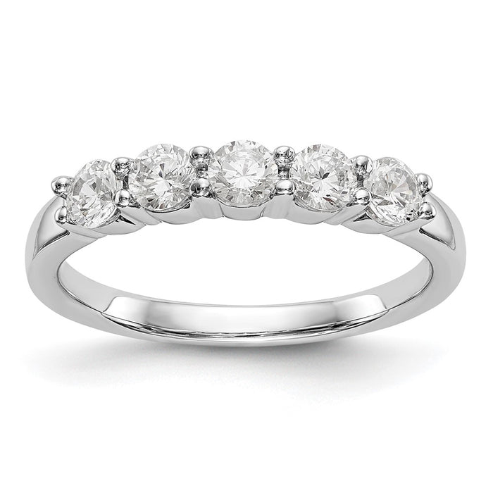High-Quality 14K White Gold 5-Stone Diamond Band - 5/8 Carat Value Jewelry-1