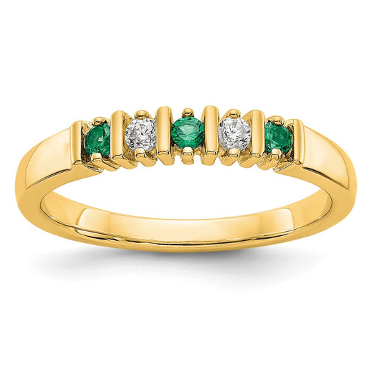 Shop Exclusive 14K Yellow Gold Diamond & Emerald Eternity Band, 1/15 Carat