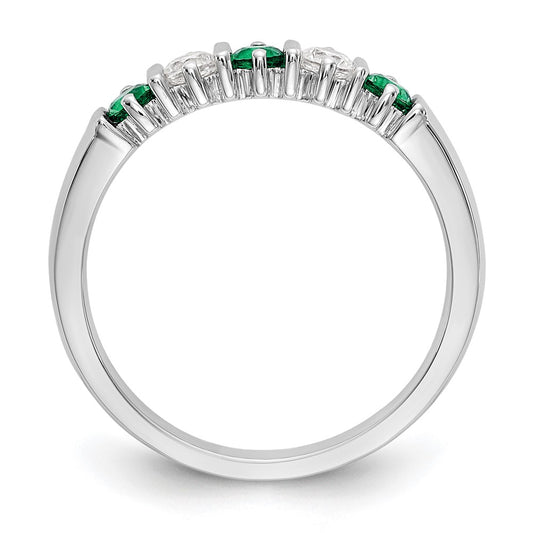 Exclusive 14K White Gold 1/5 Carat Diamond & Emerald Eternity Band - Stylish Value