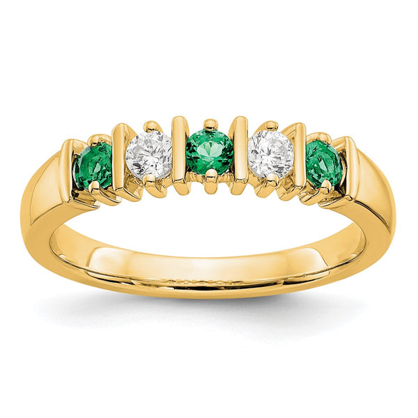 14K Gold Diamond & Emerald Eternity Band - 1/5 Carat