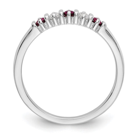 Buy Stylish 14K White Gold Diamond & Ruby Full Band Ring, 1/15 Carat