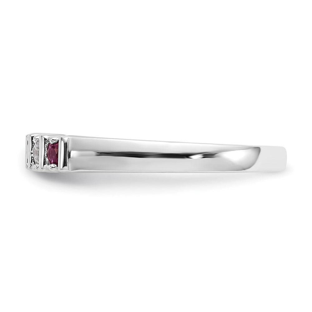 Shop Stylish 14K White Gold Diamond & Ruby Full Band Ring - 1/15 Carat