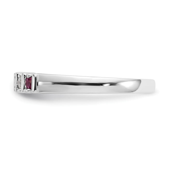 Shop Stylish 14K White Gold Diamond & Ruby Full Band Ring - 1/15 Carat-3