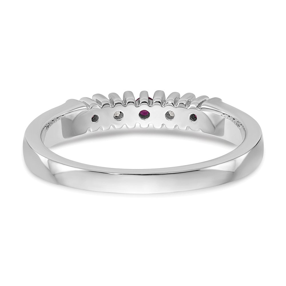 Shop Stylish 14K White Gold Diamond & Ruby Full Band Ring - 1/15 Carat