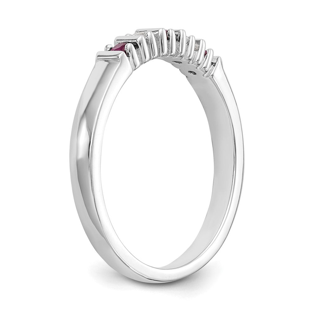 Shop Stylish 14K White Gold Diamond & Ruby Full Band Ring - 1/15 Carat