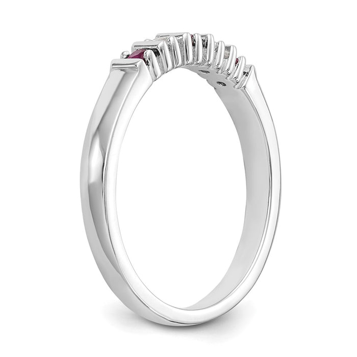 Shop Stylish 14K White Gold Diamond & Ruby Full Band Ring - 1/15 Carat-6