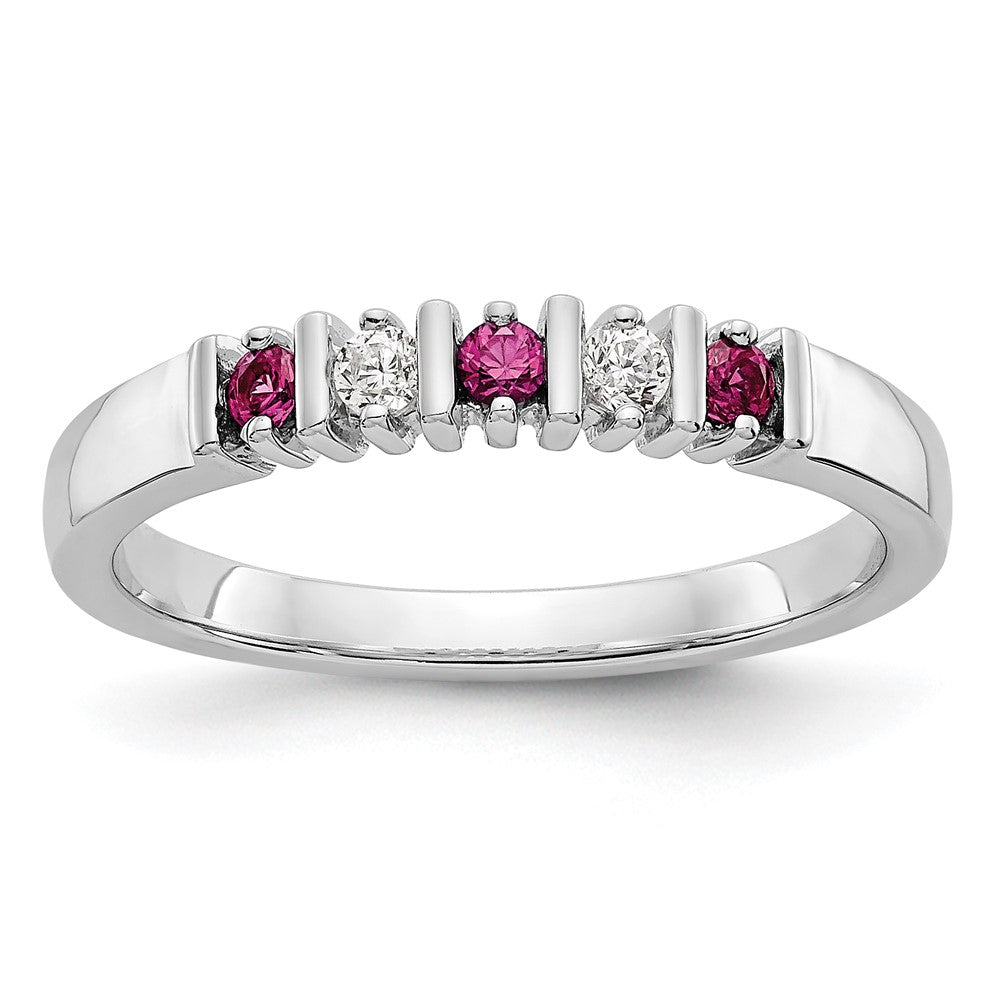 Shop Stylish 14K White Gold Diamond & Ruby Full Band Ring - 1/15 Carat